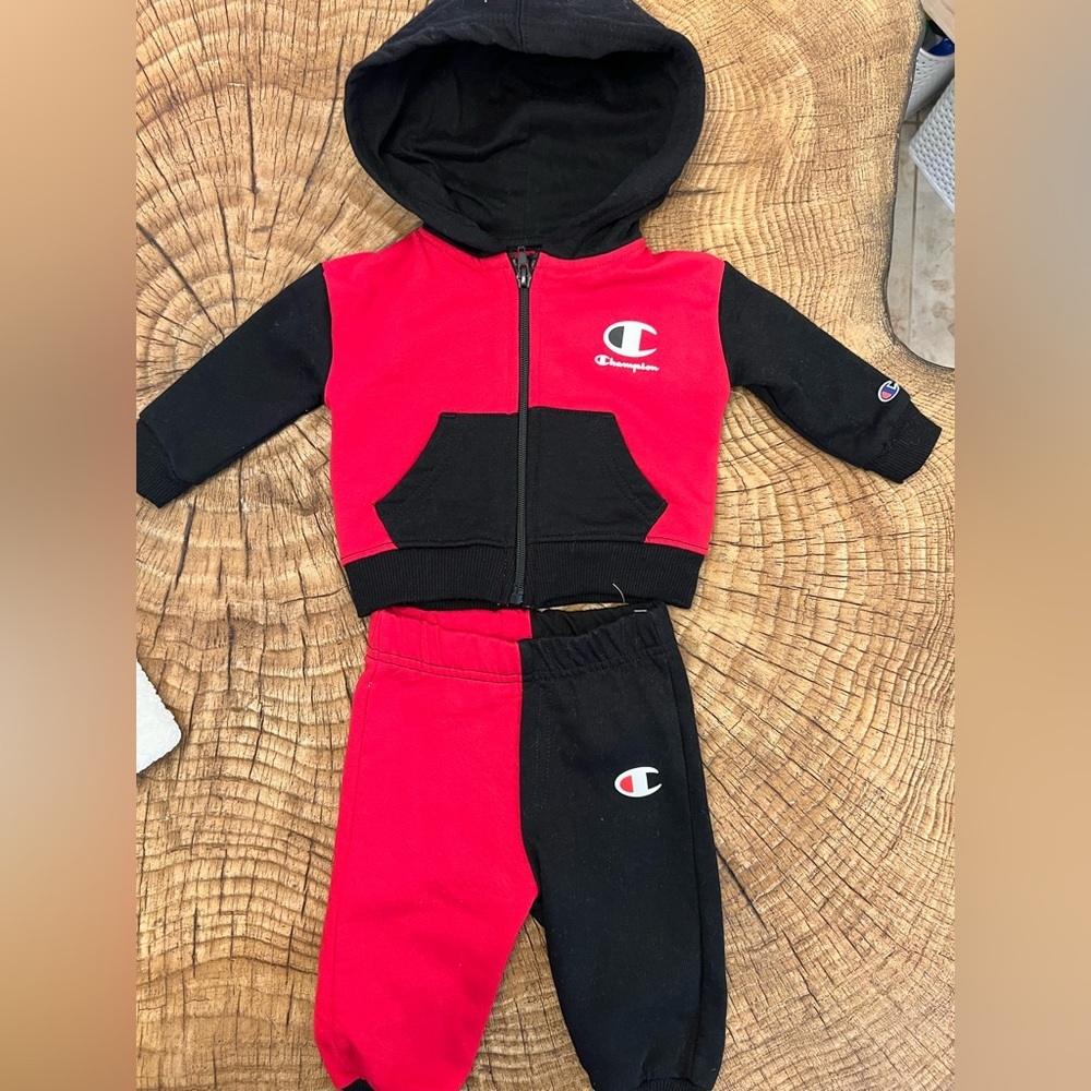 ‼️NWOT: Red & Black Champion Baby Sweat Set - 3M